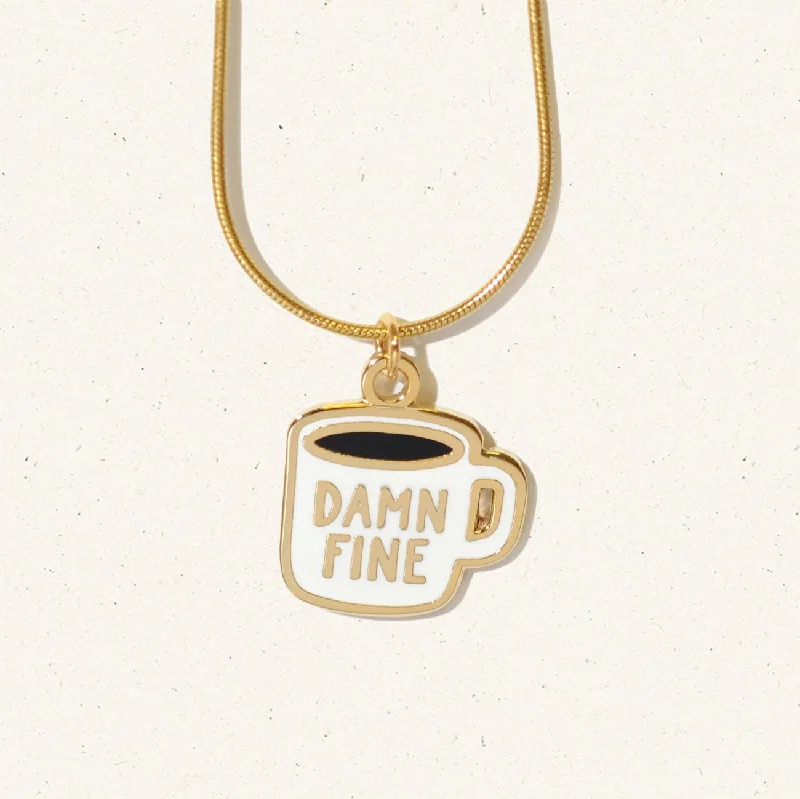 Best necklaces and pendants with sterling silver for an affordable yet stylish choice-Twin Peaks damn fine coffee necklace