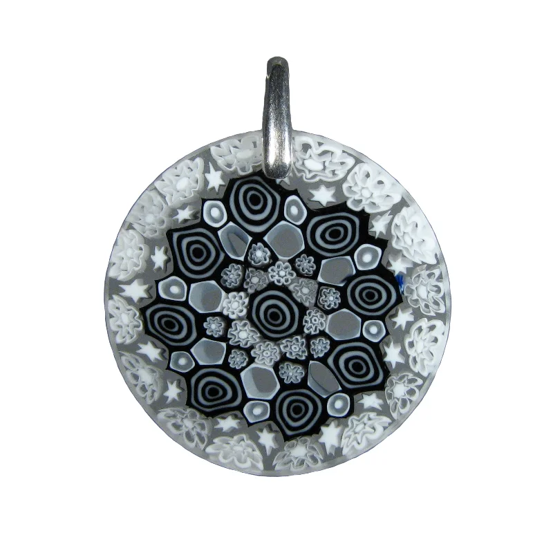 Necklaces and pendants with clear quartz for a pure and radiant look-White Millefiori Round Pendant (25) ø 31 mm