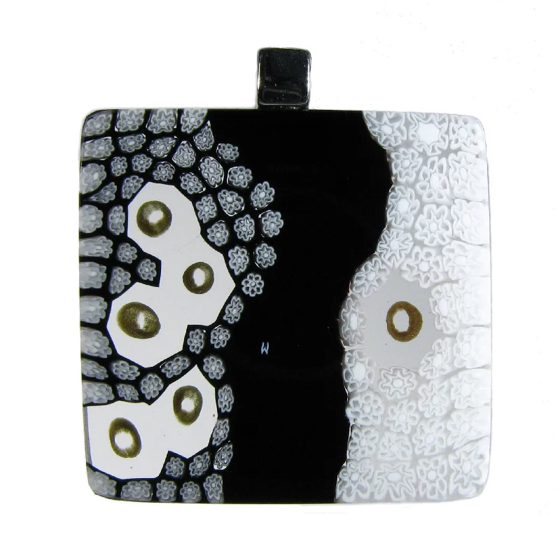 Best necklaces and pendants with emerald gemstones for a rich, sophisticated design-White Murrina "Klimt" Murano glass square pendant