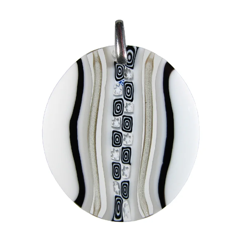 Best necklaces and pendants with intricate beadwork for a bohemian-inspired look-White Murrina Scacchiera Murano glass oval pendant