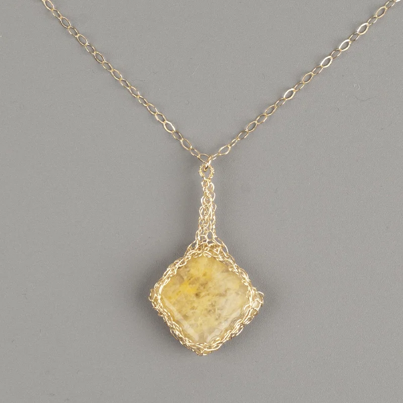 Best necklaces and pendants with matching rings for a coordinated jewelry set-Yellow Calcite Pendant necklace in gold